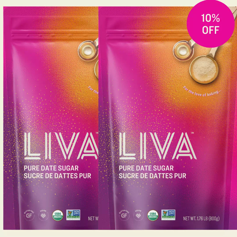 LIVA 100% Pure Organic Date Sugar 2 x 800g Bakers Bag Bundle
