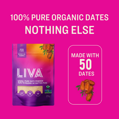LIVA 100% Pure Organic Date Syrup 400g x 2 and 100% Pure Organic Date Powder 275g x 2 Bundle