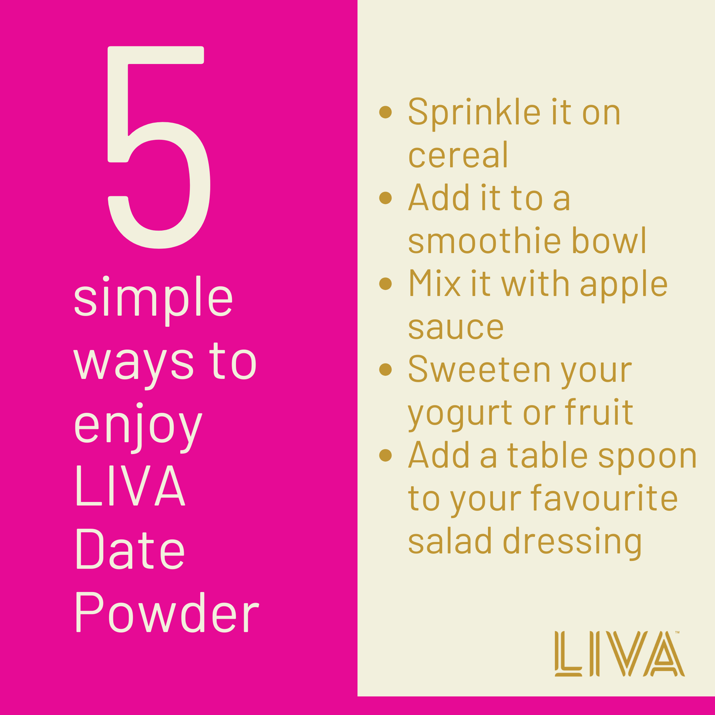 LIVA 100% Pure Organic Date Powder 275G