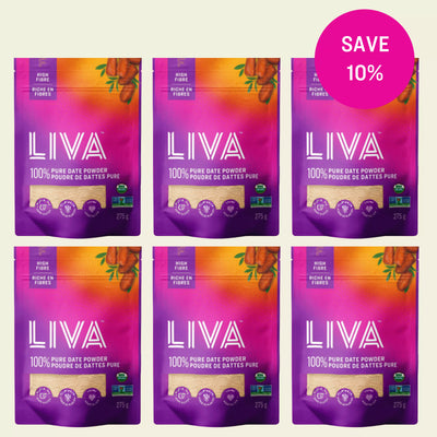 LIVA 100% Pure Organic Date Powder 275g x 6 Bundle