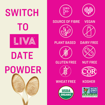 LIVA 100% Pure Organic Date Powder 275g x 6 Bundle